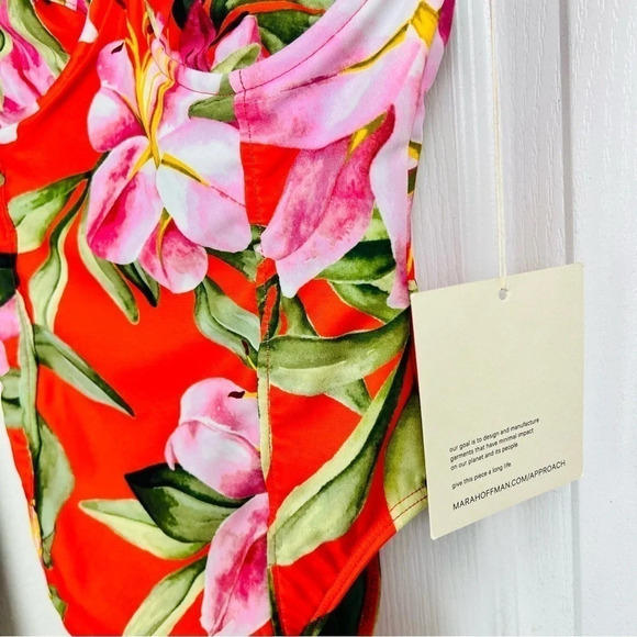 NWT Mara Hoffman Desiree Underwire One Piece Swimsuit Red Lily Floral XS - Picture 5 of 10